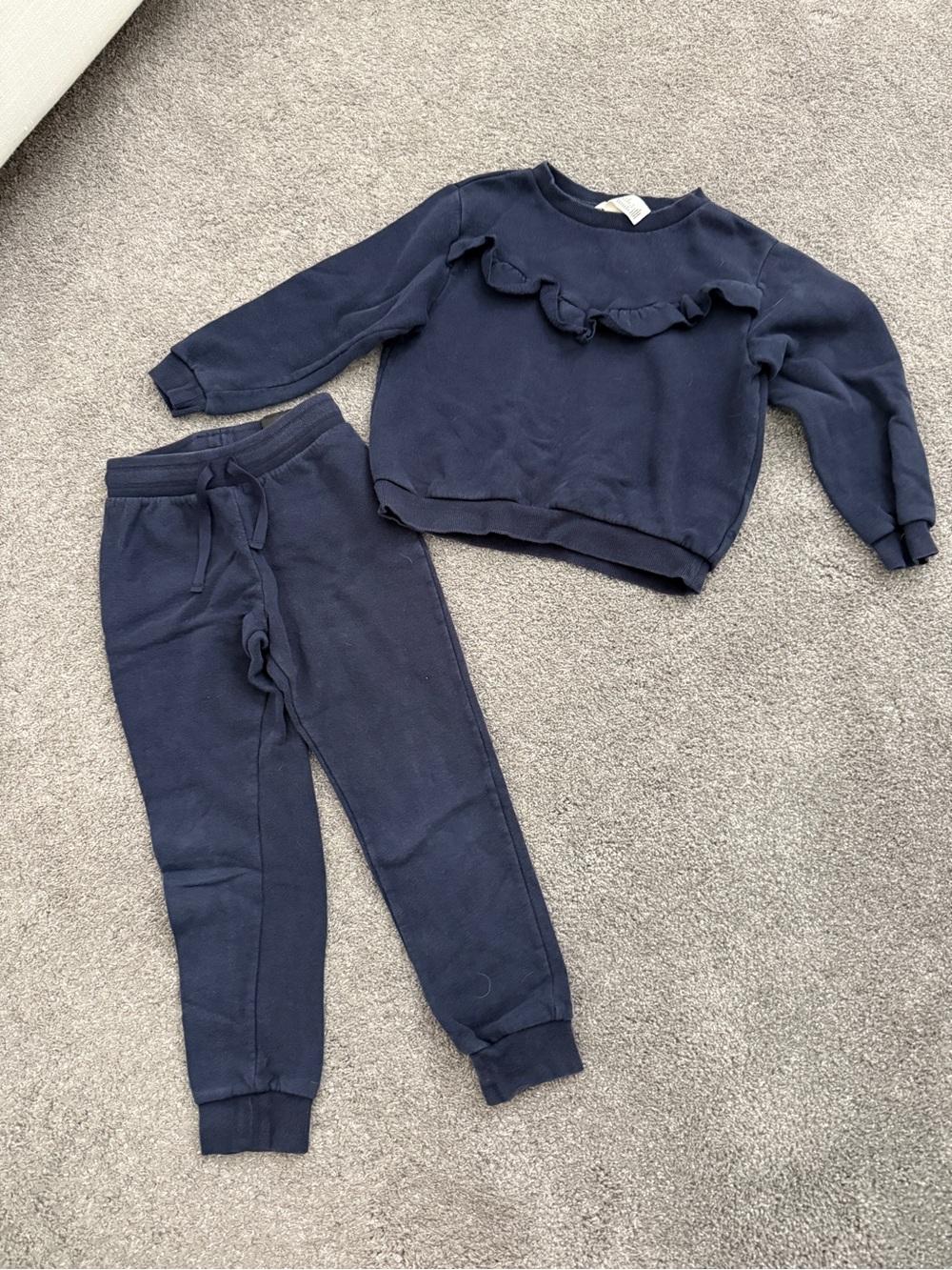 H&M Navy Ruffle Jogger Set Size 6x